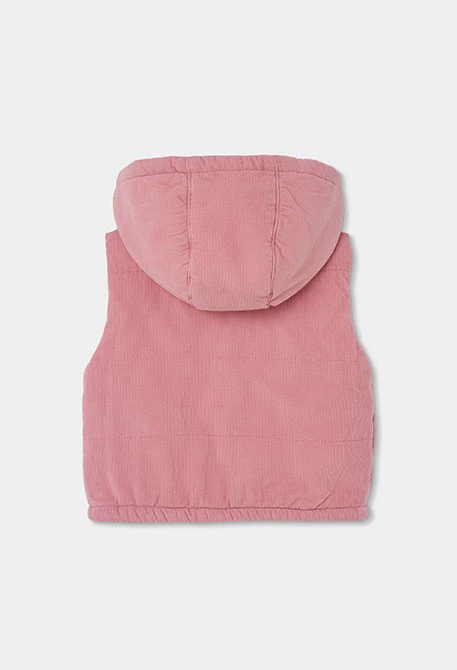 Mädchen-Kordsamtweste in Rosa mit Kapuze