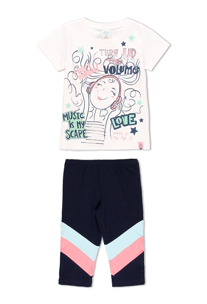 Pack en tricot bi matiere pour fille