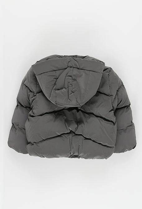 Technisches Strickgewebe-Parka für Mädchen in Grau mit Kapuze