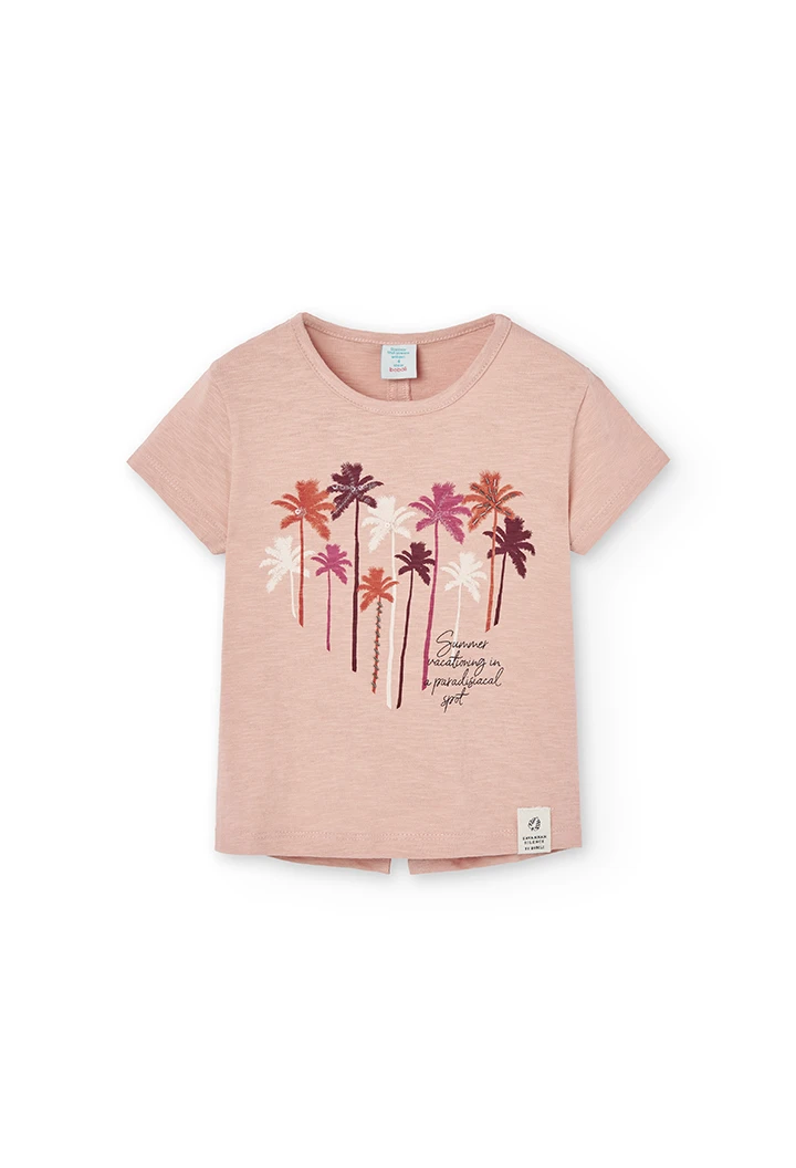 Knit t-Shirt flame "palm trees" for girl