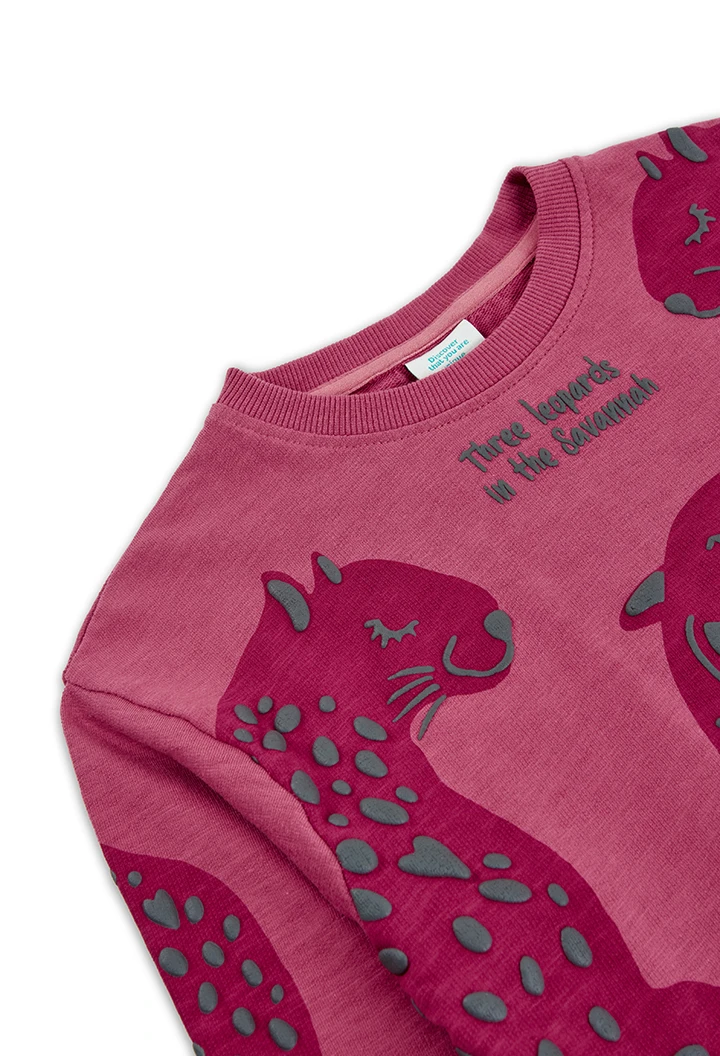 Fleece sweatshirt flame for girl
