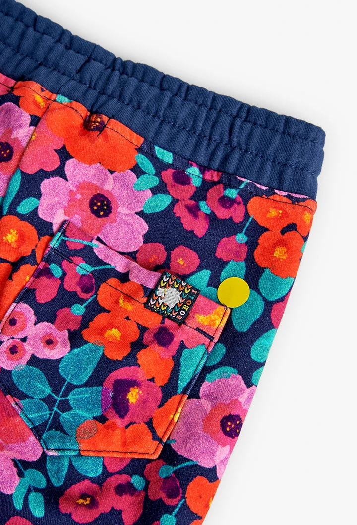 Pantalon en molleton stretch fleurs pour fille