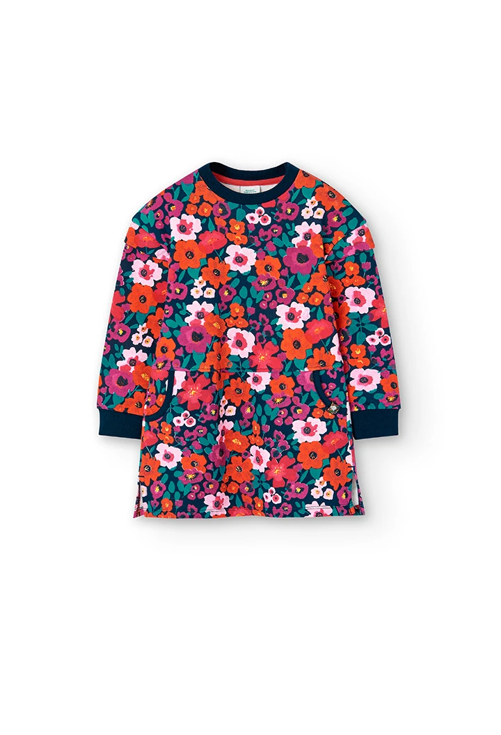 Robe en molleton fleurs pour fille