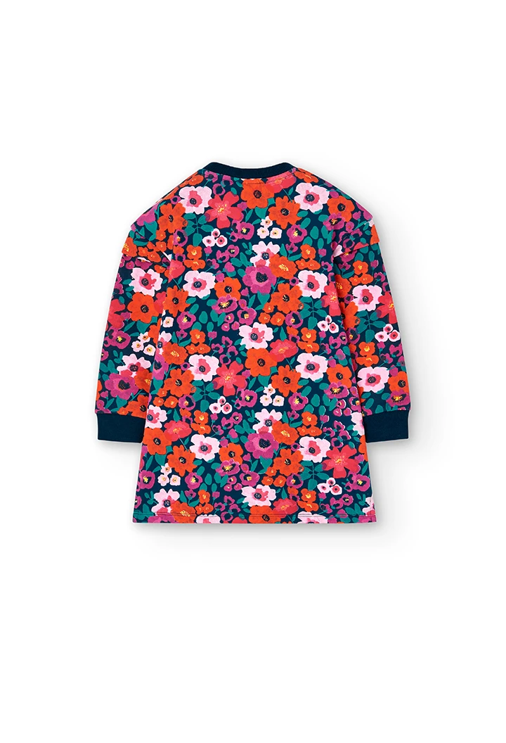 Vestido felpa floral para menina