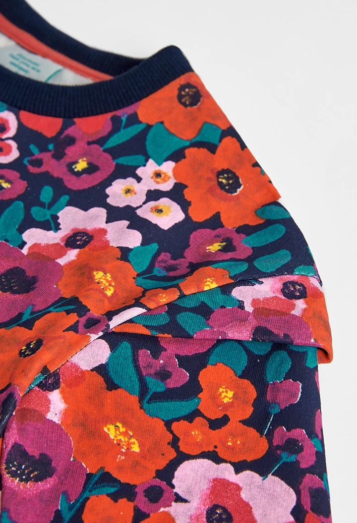 Robe en molleton fleurs pour fille