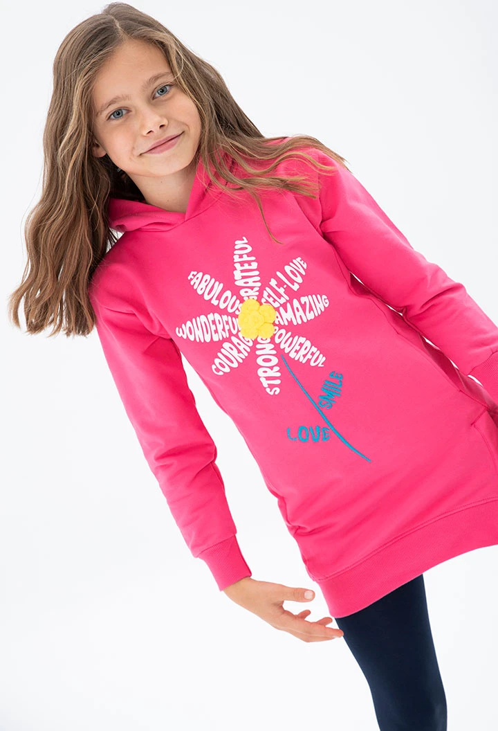 Robe en molleton à capuche pour fille