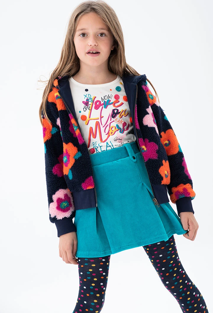 Jupe en velours cotele stretch maille pour fille