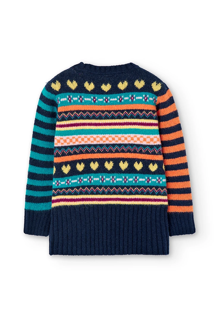 Jersey tricotosa de nena cors i ratlles de colors