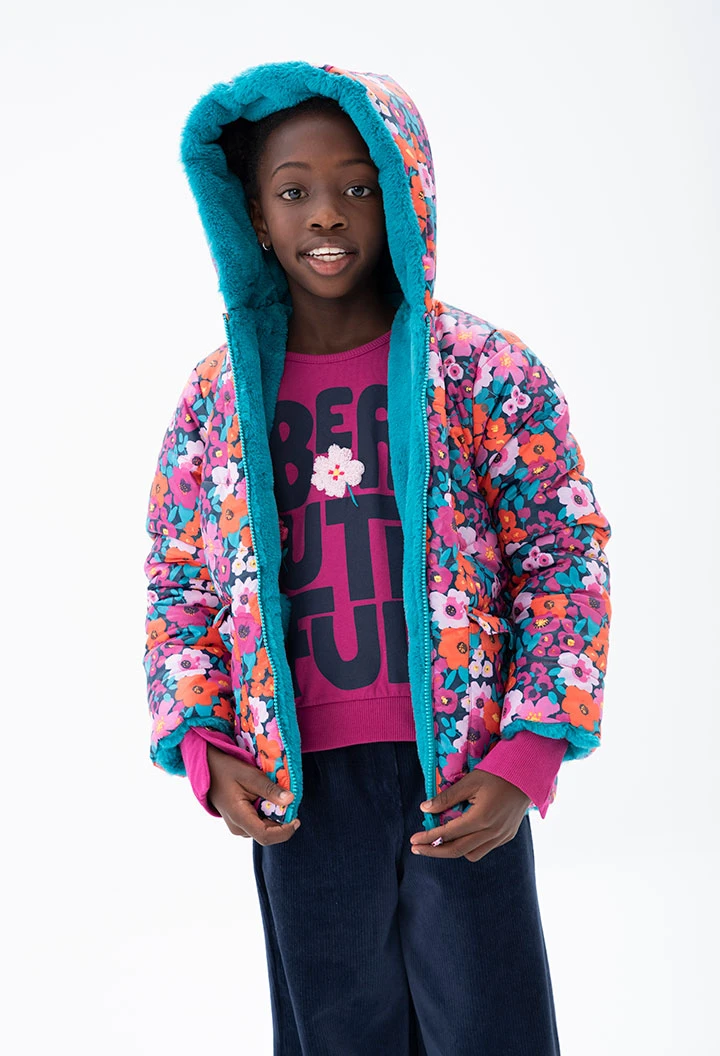 Parka réversible en toile technique pour fille