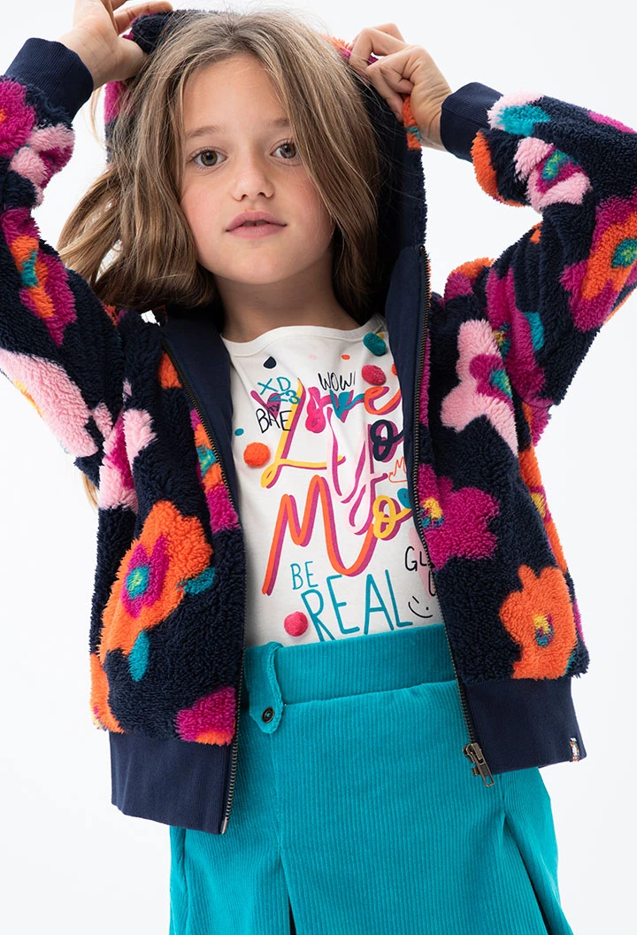 Casaco pelo floral para menina