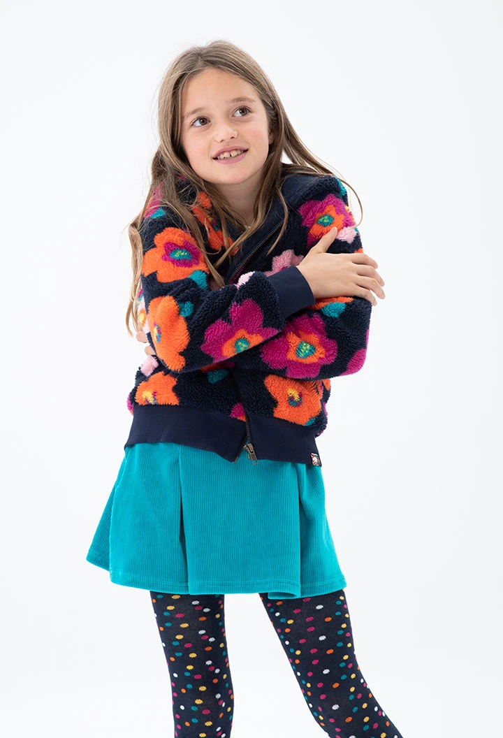 Veste simili fourrure fleurs pour fille