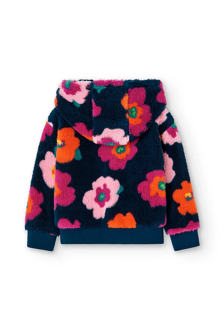Veste simili fourrure fleurs pour fille