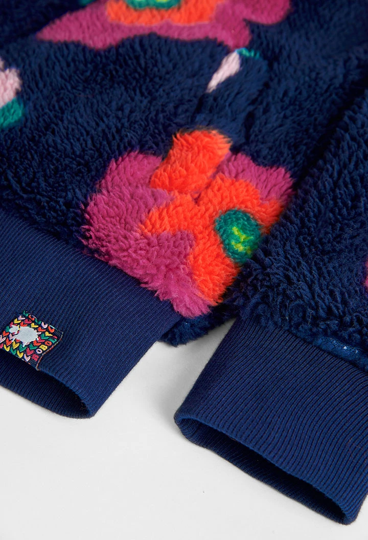 Veste simili fourrure fleurs pour fille