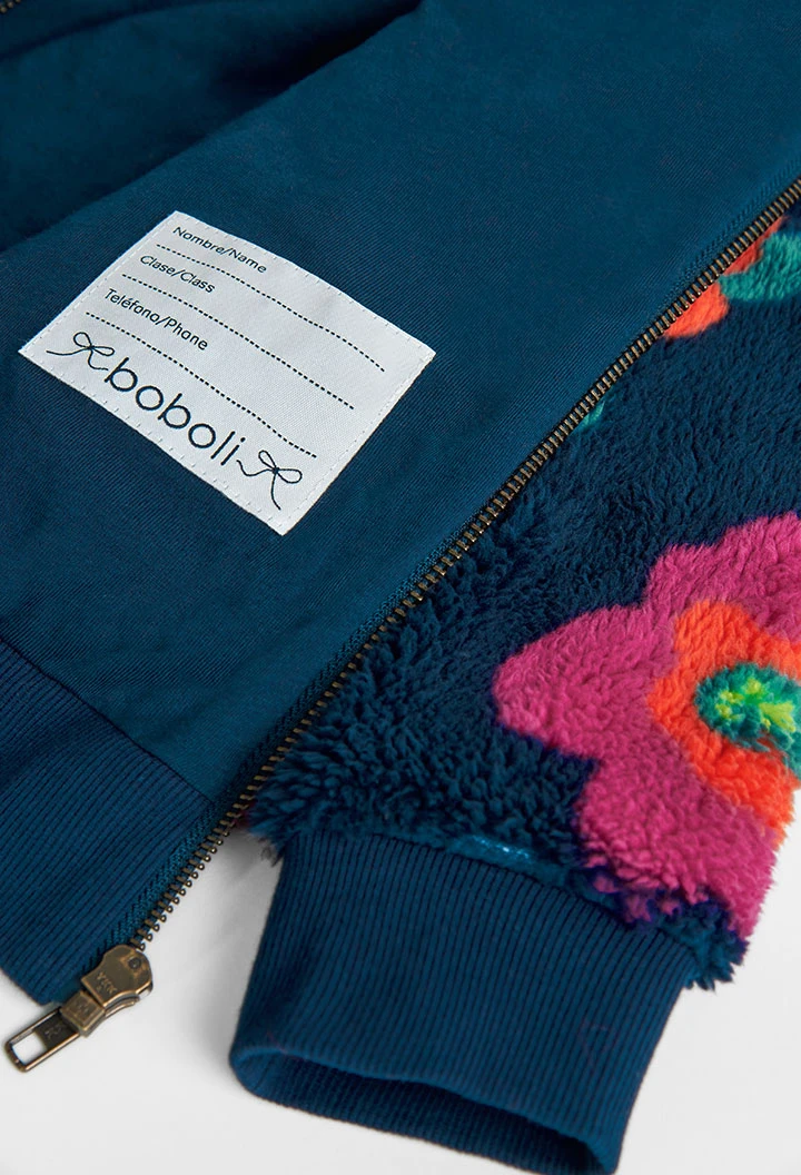 Veste simili fourrure fleurs pour fille
