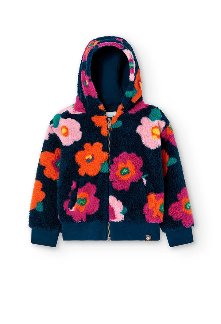 Veste simili fourrure fleurs pour fille