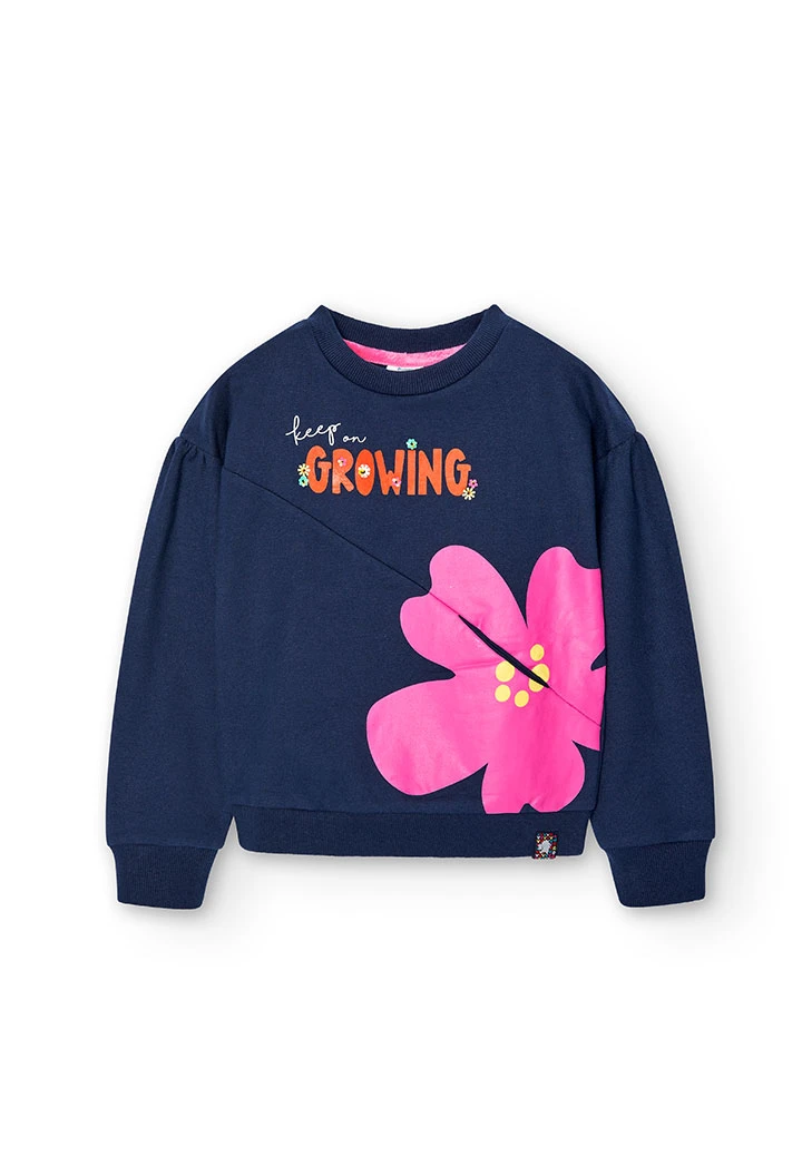 Sudadera felpa elástica "Flor" de niña
