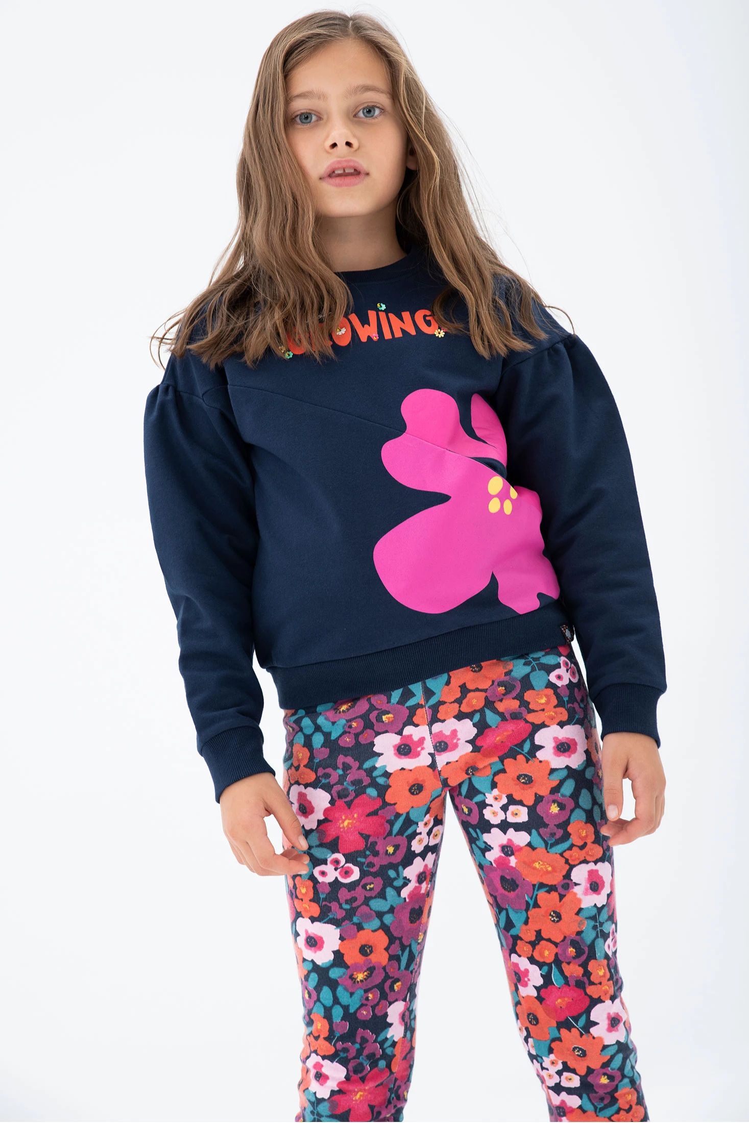 Mini Niña Sudadera Felpa Con Volantes Estampado Rojo | Sudaderas Boboli