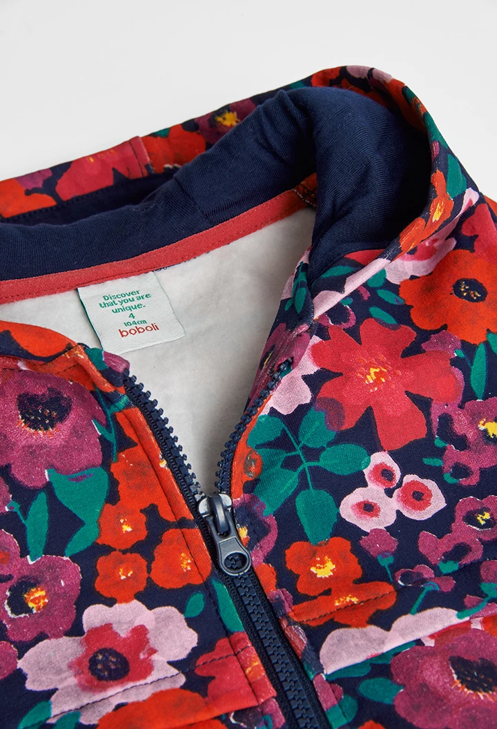 Veste en molleton fleurs pour fille