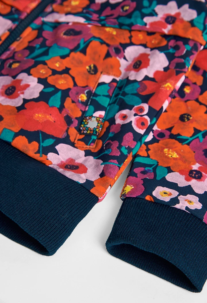 Fleece jacket floral for girl