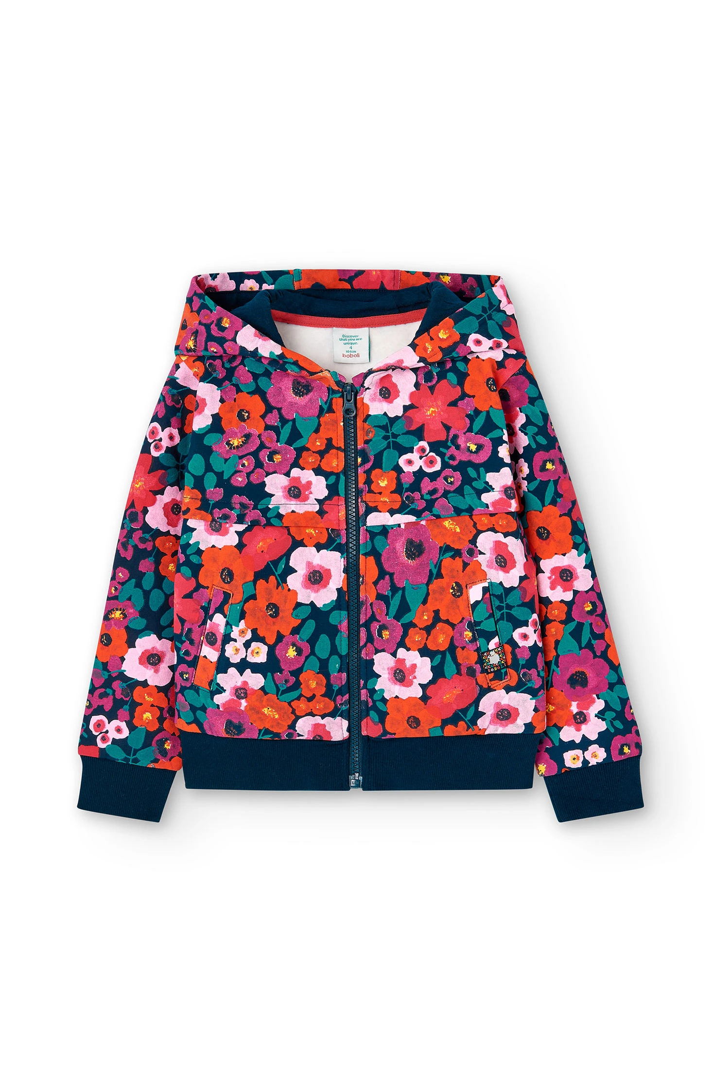 Chaqueta felpa flores de niña