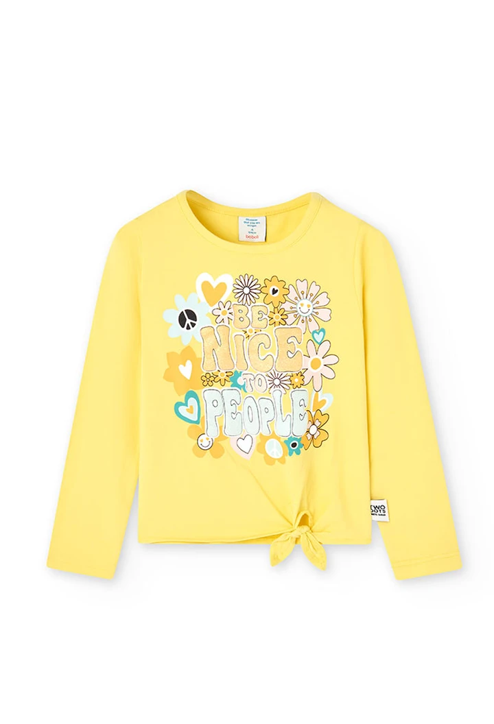 T-shirt à maille élastique jaune pour fille