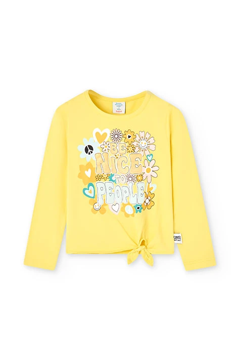 Girl's yellow stretch knit t-shirt