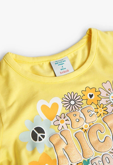 T-shirt à maille élastique jaune pour fille