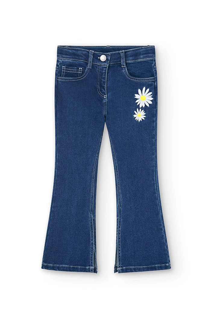 Pantalon en denim tricoté bleu pour bébé fille