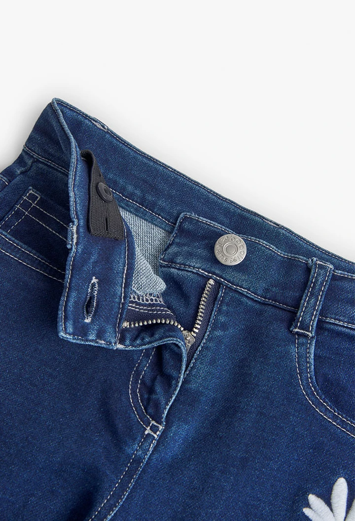 Pantalon en denim tricoté bleu pour bébé fille