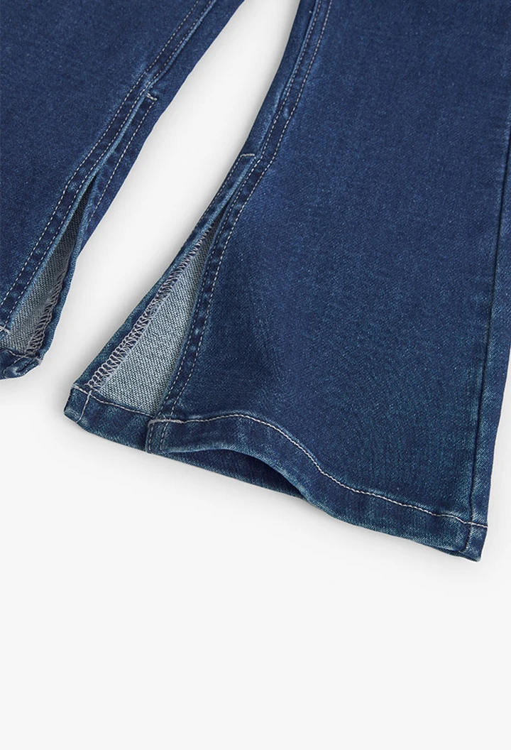 Pantalon en denim tricoté bleu pour bébé fille