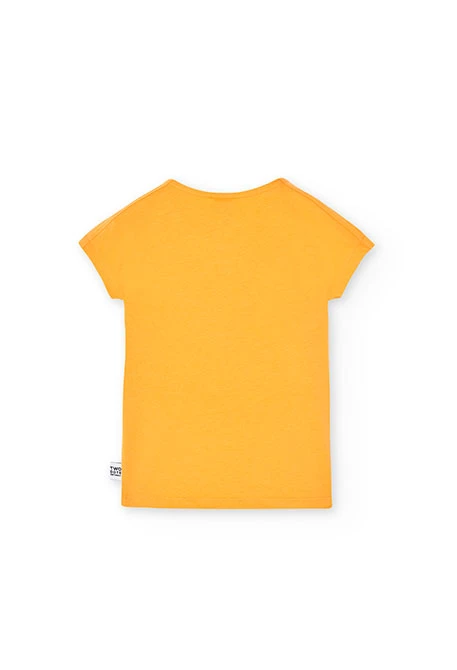 Camisola de malha elástico de menina em laranja