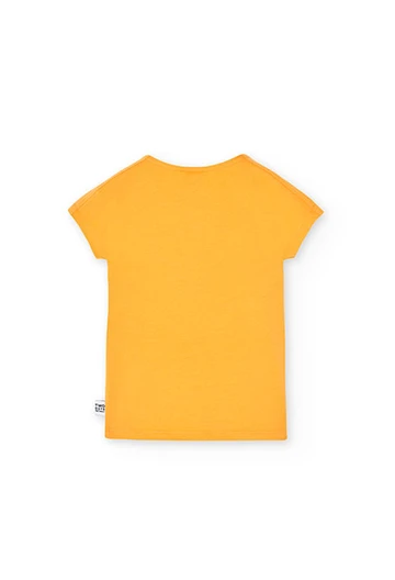 Maglietta in jersey elasticizzata da bambina arancione