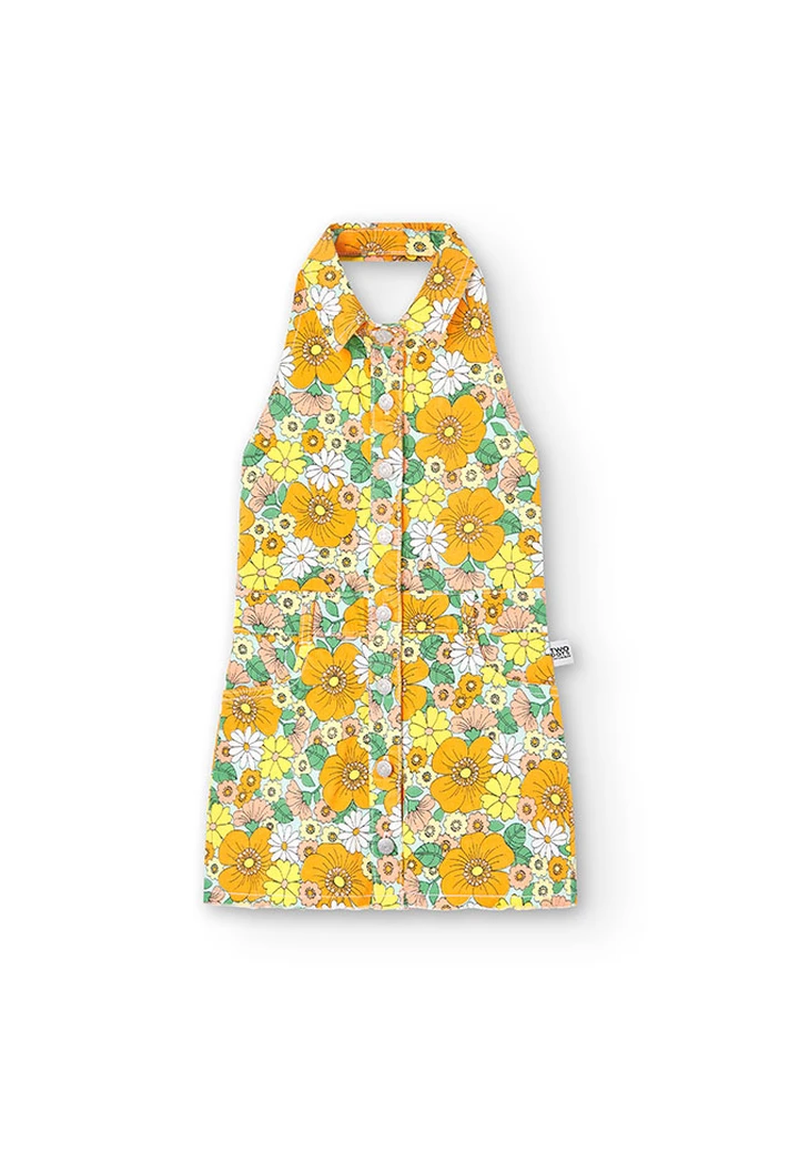 Robe en sergé élastique imprimé pour fille