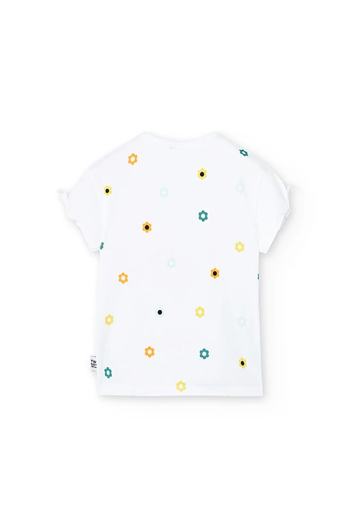 T-shirt tricoté maille élastique, blanc, pour fille