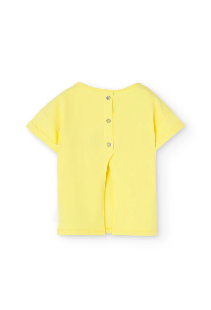 T-shirt tricoté maille élastique, jaune, pour fille
