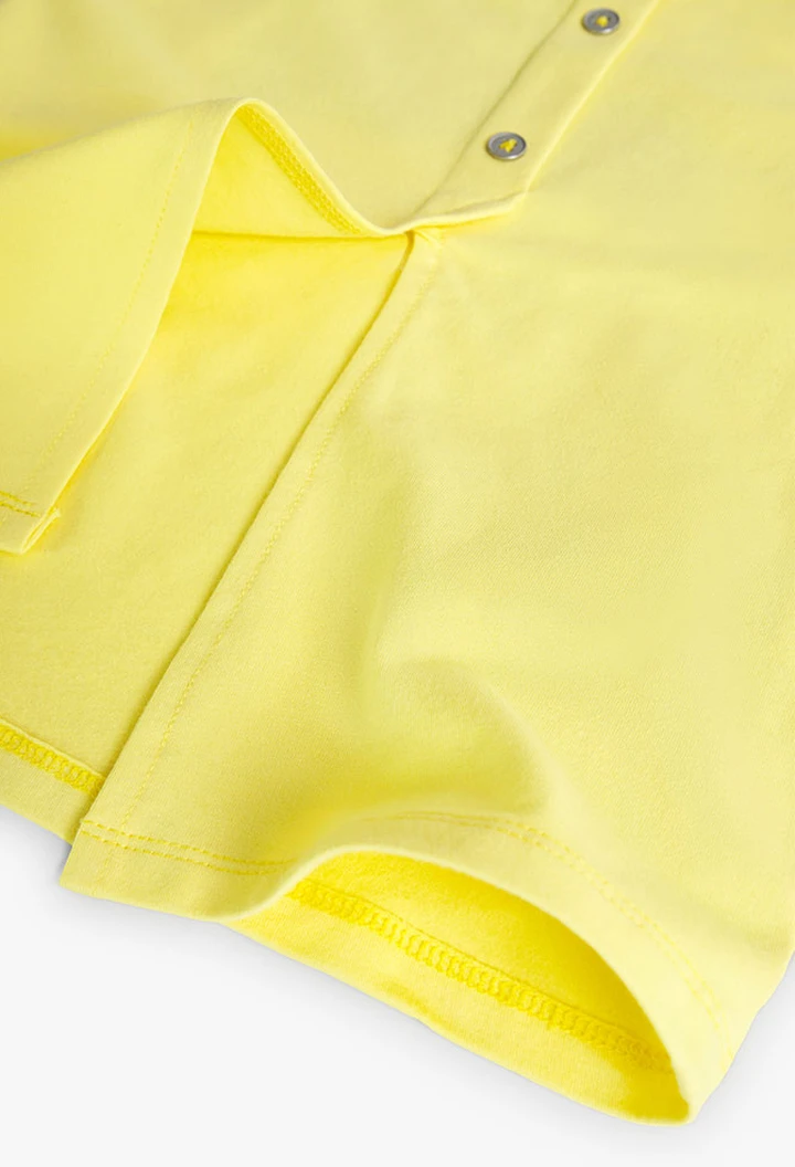 T-shirt tricoté maille élastique, jaune, pour fille