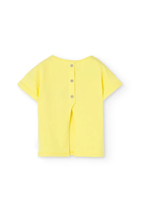 Camiseta de punto elástico de niña en color amarillo