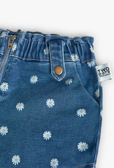 Jeans-Shorts gestrickt Stretch, für Mädchen, in Blau