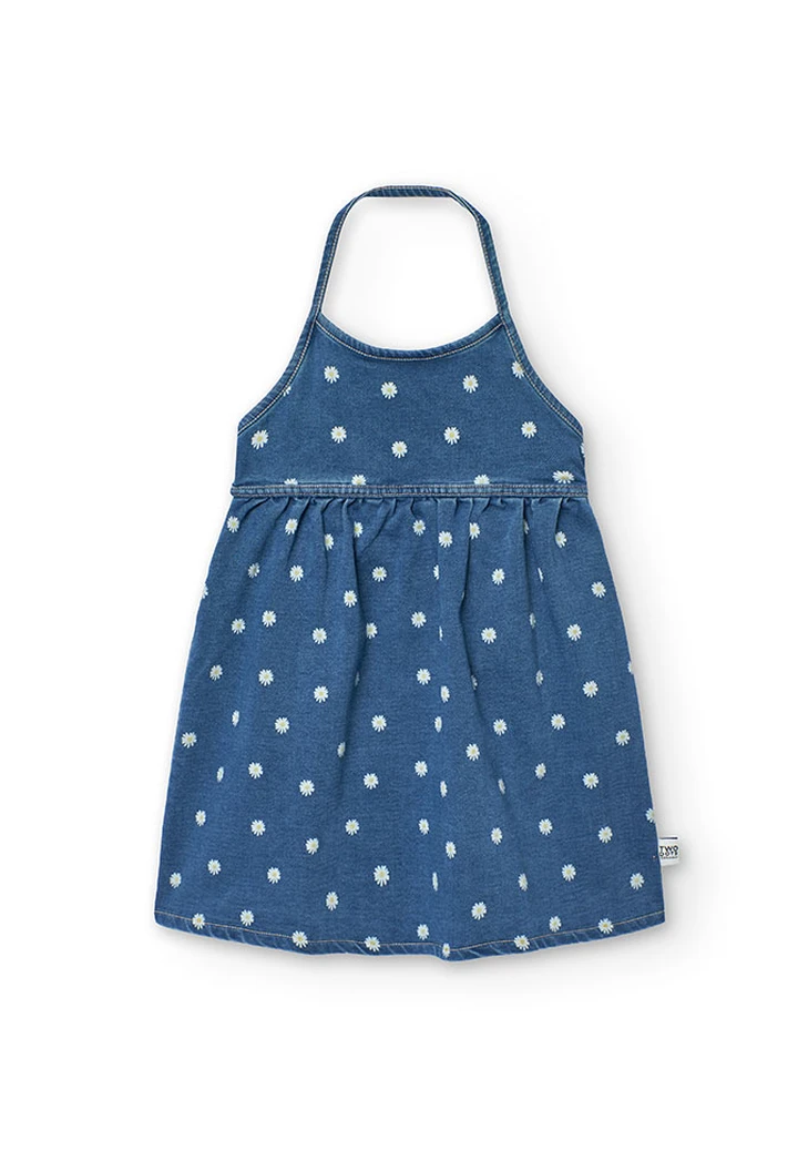 Robe tricotée en denim pour bébé fille en bleu