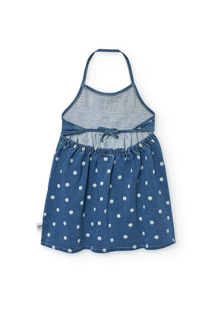 Robe tricotée en denim pour bébé fille en bleu