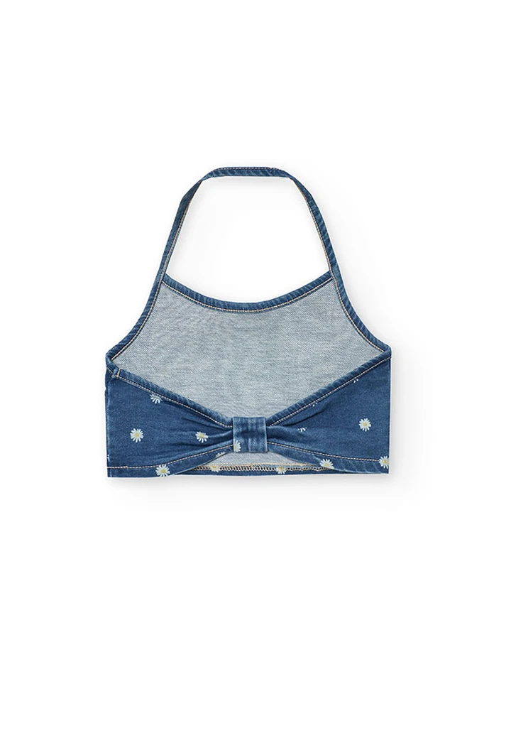 Haut tricoté en denim pour fille, bleu