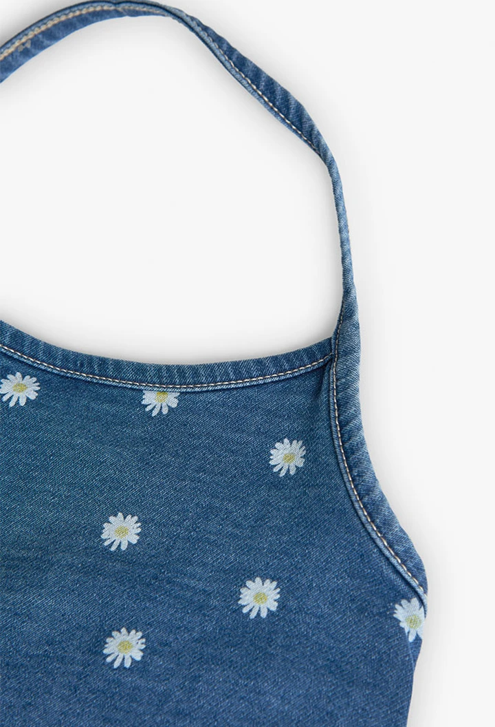 Haut tricoté en denim pour fille, bleu