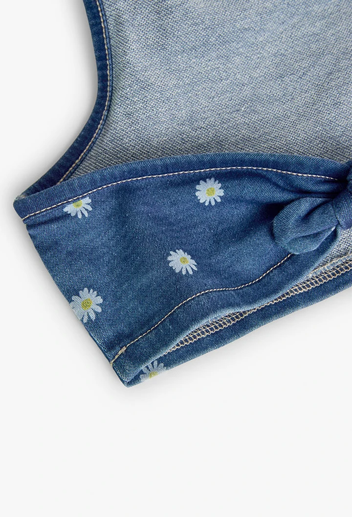 Haut tricoté en denim pour fille, bleu