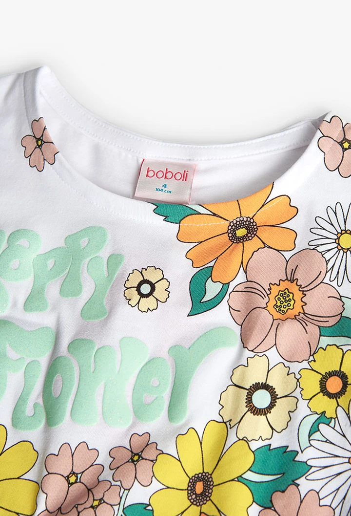 T-shirt à maille élastique blanc pour fille