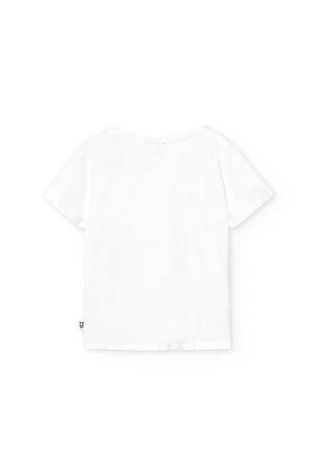 Maglietta da bambina in jersey elasticizzata bianca