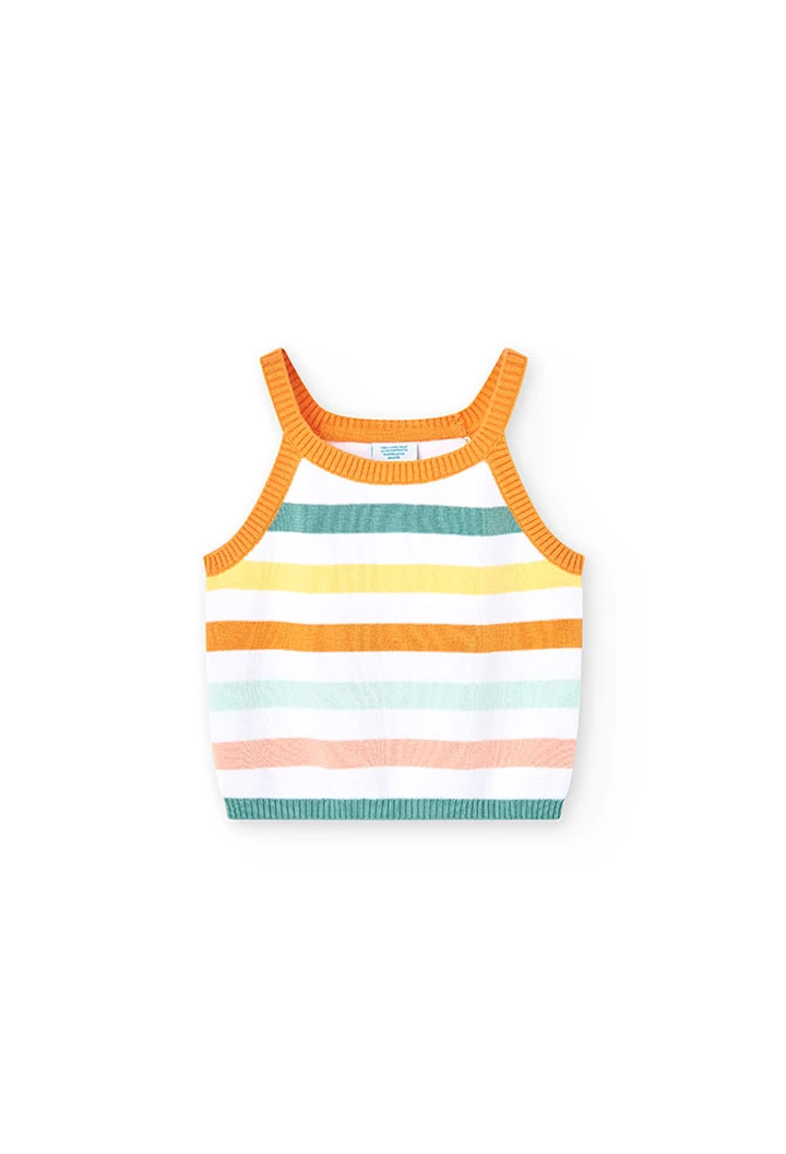 Haut tricoté pour fille en orange