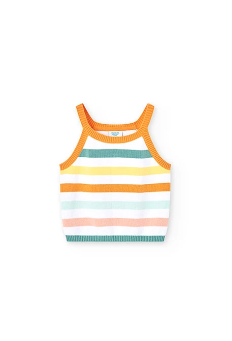 Tricotage-Top für Mädchen, in Farbe Orange