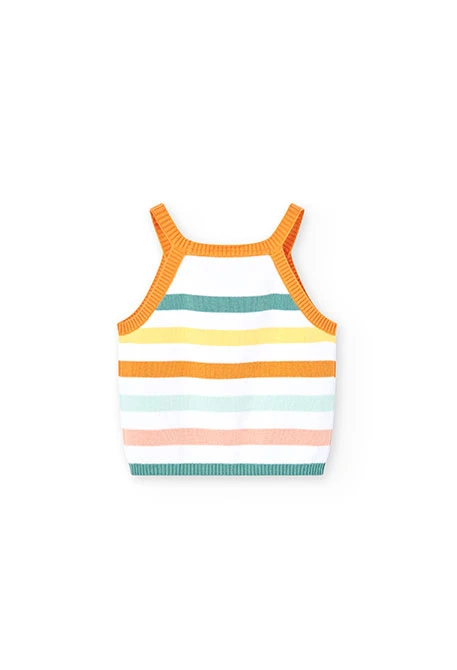 Tricotage-Top für Mädchen, in Farbe Orange