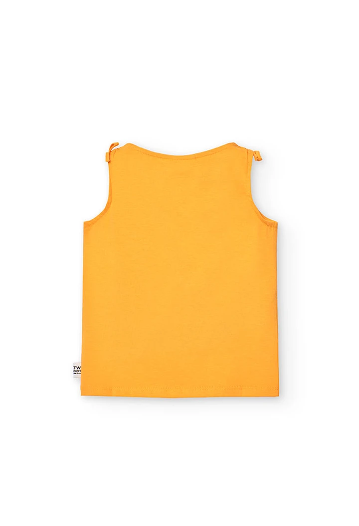 T-shirt tricoté maille élastique pour fille, orange
