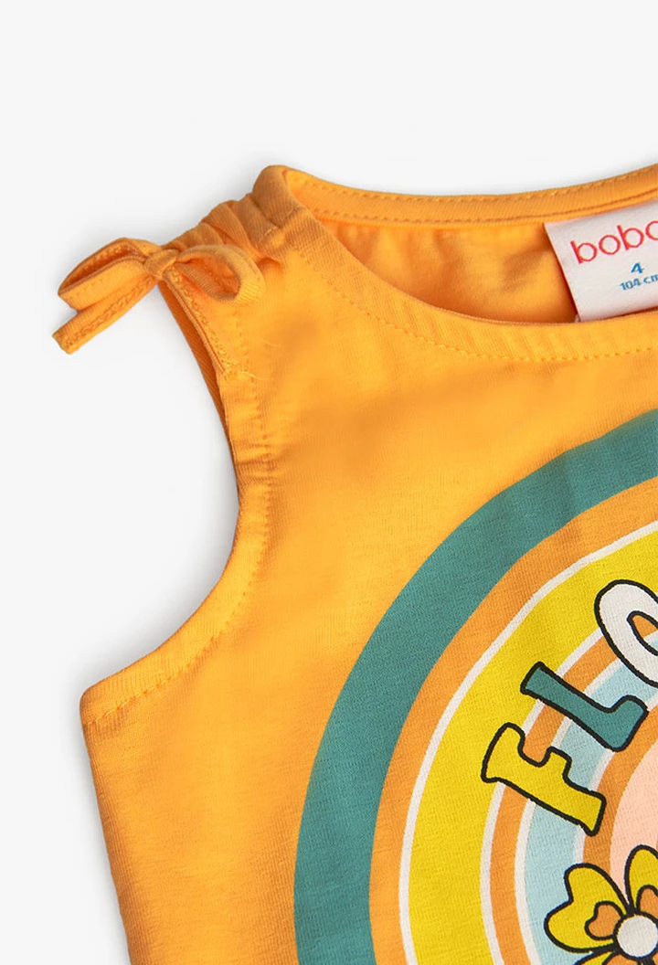 T-shirt tricoté maille élastique pour fille, orange